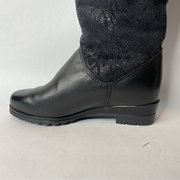 Pajar Black Suede & Leather Snake Print Shearling Fur Lined Winter Boots Size 6 - Picture 3 of 12